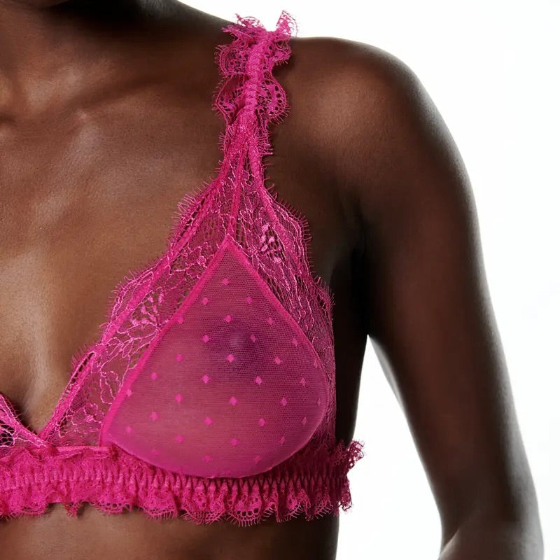 Love Lace Bralette - Hot Pink