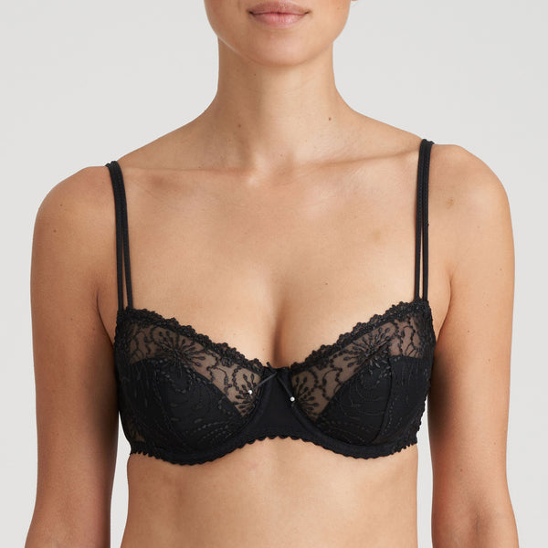 Jane Half Padded Lace Balcony  Bra - Black