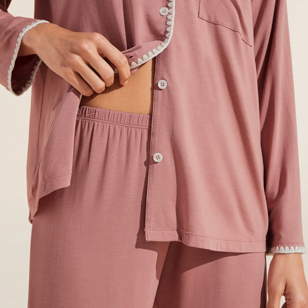 Frida Long PJ Set - Old Rose/Ivory