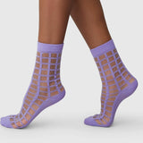 Alicia Grid Socks - Lavender