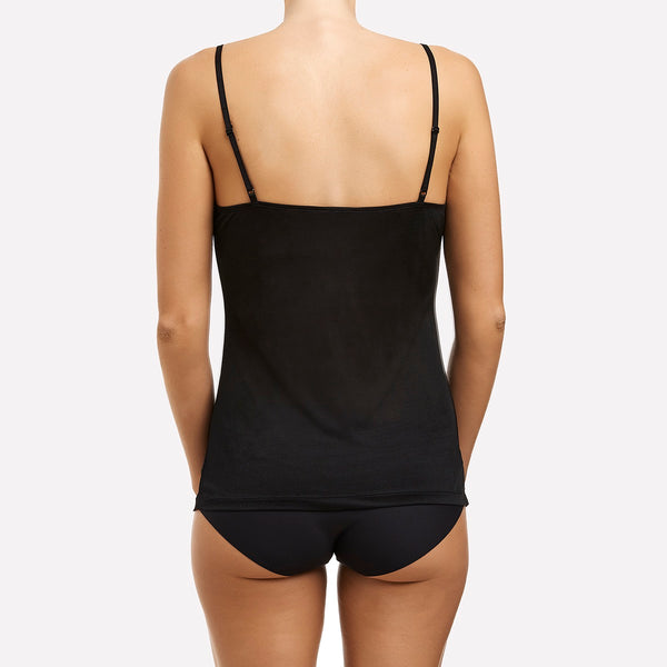 Silk Jersey Lace Camisole - Black