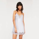 Silk and Lace Chemise - Dusty Blue