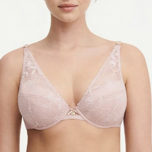 Orchids Padded Plunge Bra - English Rose