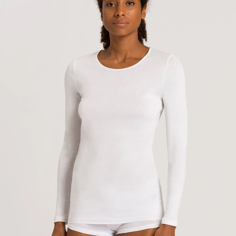 Cotton Seamless L/S Top - White