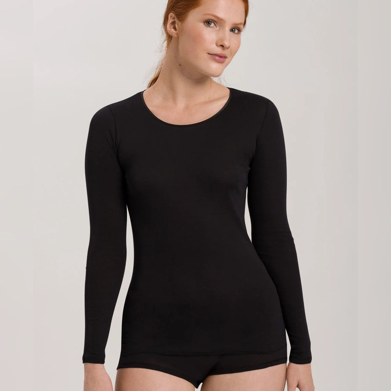 Cotton Seamless L/S Top - Black