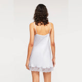 Silk and Lace Chemise - Dusty Blue