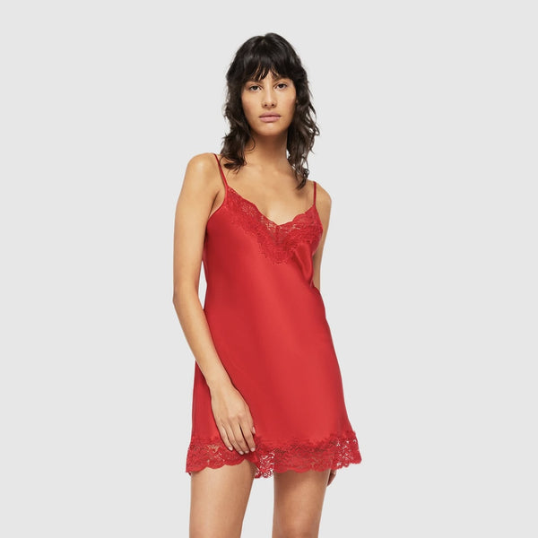 Silk and Lace Chemise - Red Chilli