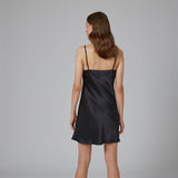 Silk V Neck Chemise - Black