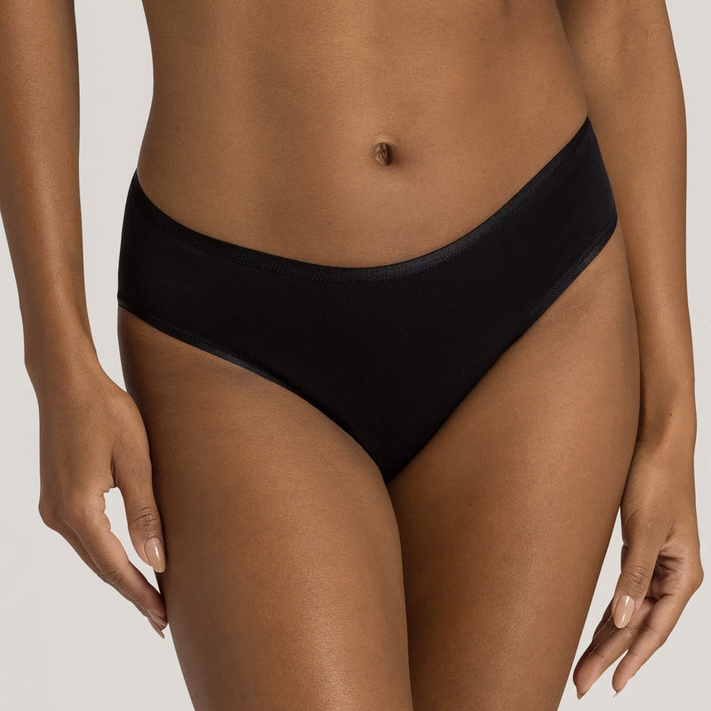 Cotton Seamless Midi Briefs - Black