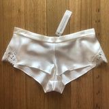 Silk Shorts with Lace Trim - Ivory