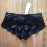 Silk Shorts with Lace Trim - Black