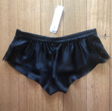 Silk Shorts with Lace Trim - Black