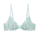 Lily Embroidered Plunge Demi Bra - Mint