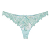 Lily Embroidered Hipster Thong - Mint