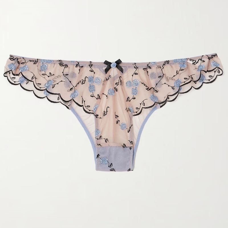 Rose and Vine Embroidered Thong