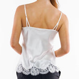 Silk Camisole with Lace Trim - Ivory