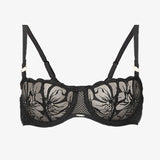 Fleurs Balconette Bra - Black