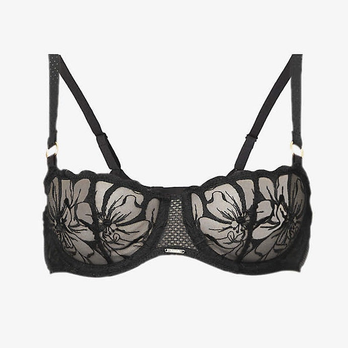 Fleurs Balconette Bra - Black