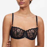 Fleurs Balconette Bra - Black