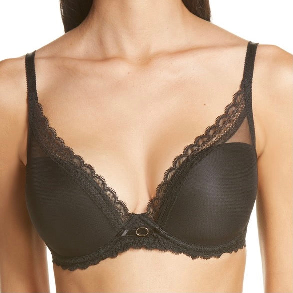 Parisian Allure Padded Plunge Tshirt Bra - Black